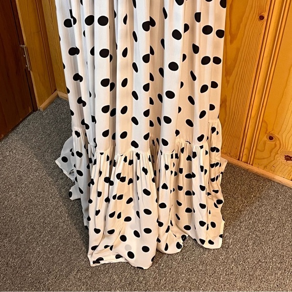 Evarae Alegra Polk Dot Lace Trim Maxi Dress Sz-2 - Picture 4 of 13
